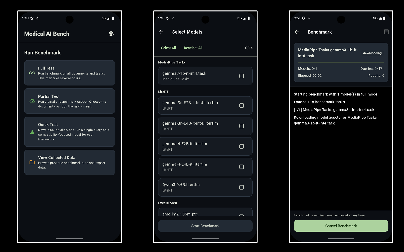 Flutter app used for the mobile benchmark